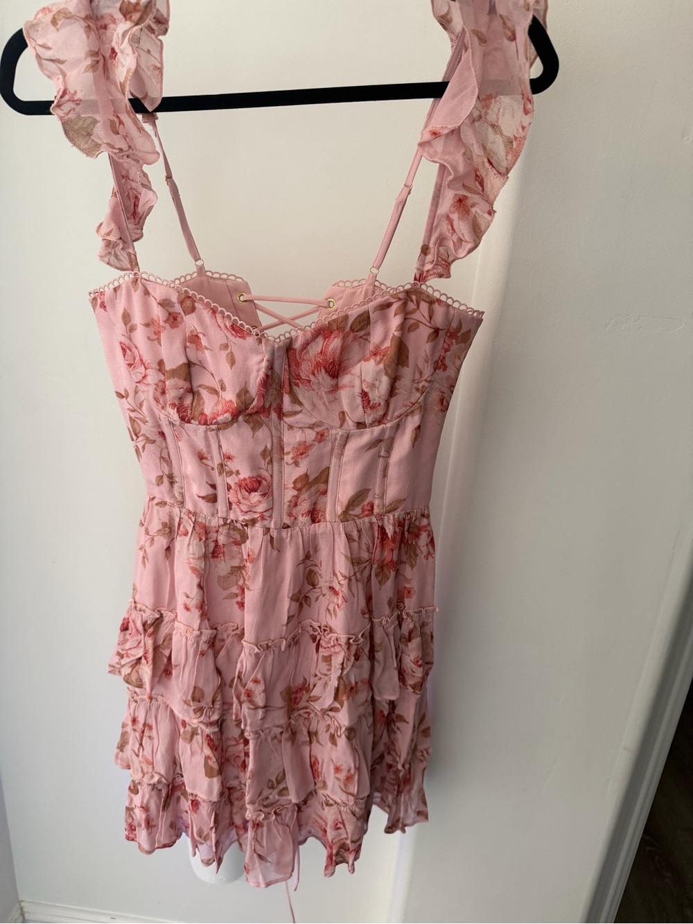 Altar'd State Blush Pink Lined Dress with Crochet Trim